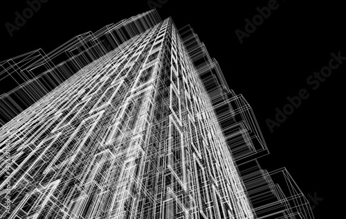 Modern architectural building 3d illustration