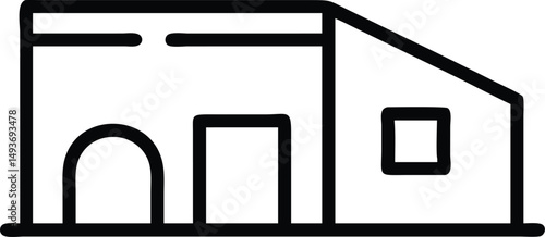 Minimalist black silhouette design of a modern house facade exterior architecture