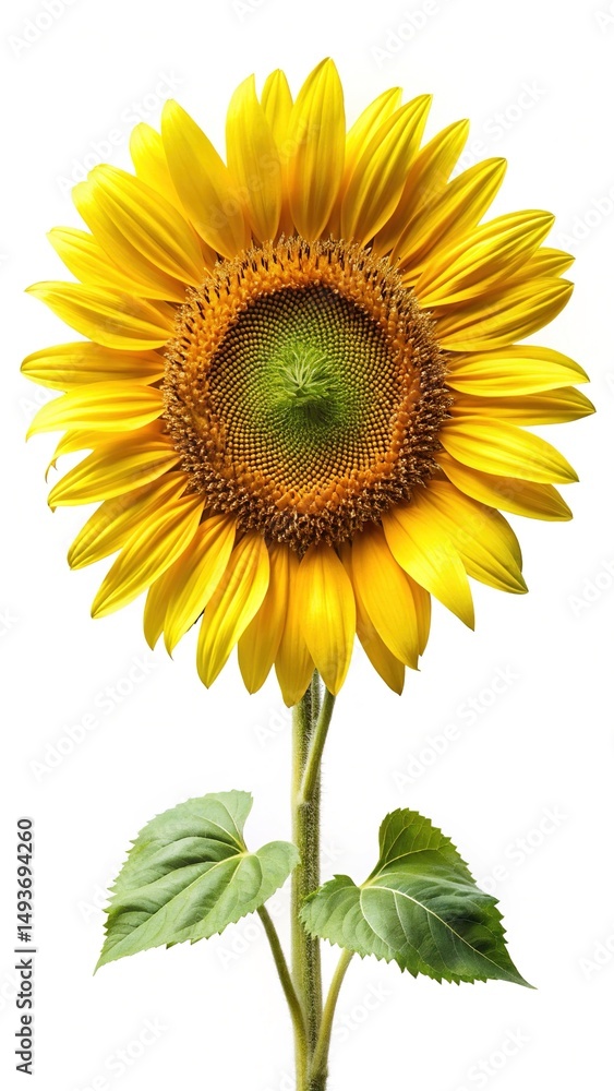 Obraz premium Radiant sunflower portrait showcasing vibrant petals, intricate center, and verdant foliage
