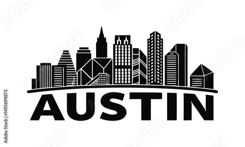 New York City vector skyline illustration featuring urban buildings and towering skyscrapers