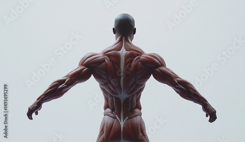 Muscular Male Anatomy Back View.