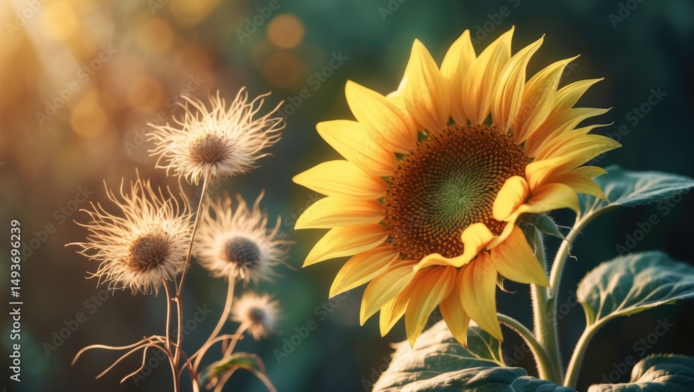 Naklejka premium Colorful petals twirl in the sun, celebrating a spectrum. Fragile beauty immortalized in a blend of colors, a floral creation exposed.