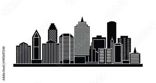 New York City vector skyline illustration featuring urban buildings and towering skyscrapers