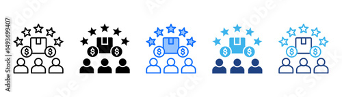 Sales Team Icon Set With Multiple Style Collection 