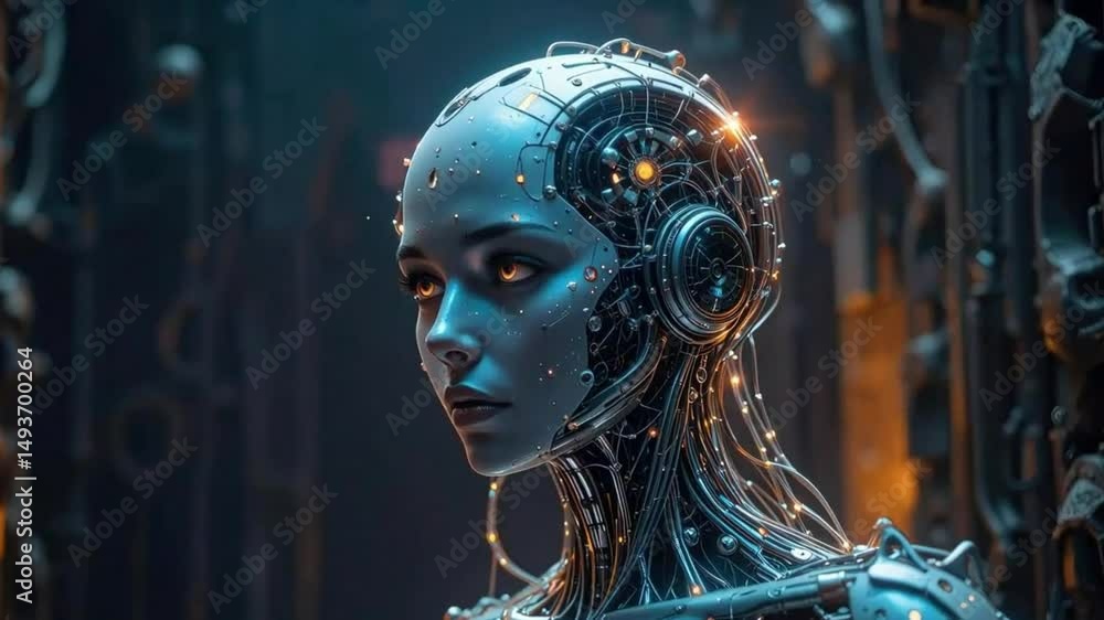Futuristic female android digital art sleek design captivating beauty AI technology Futuristic female android digital art sleek design captivating beauty AI technology