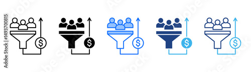 Sales Pipeline Icon Set With Multiple Style Collection 