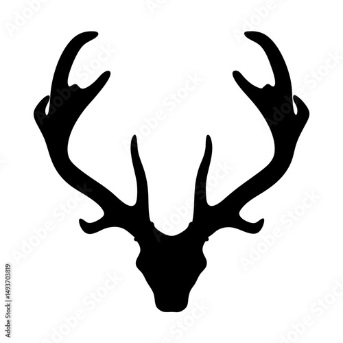 Majestic Deer Antler Rack Silhouette Vector on transparent background

