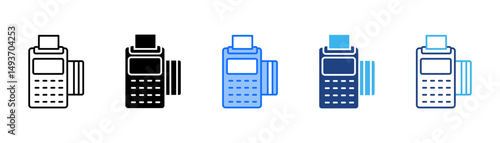 Pos Terminal Icon Set With Multiple Style Collection 