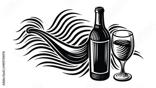 Wine Bottle and Glass
