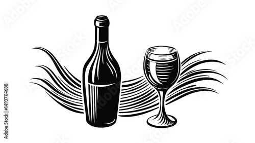 Wine Bottle and Glass