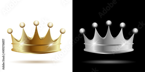 Set of gold and silver, platinum crowns