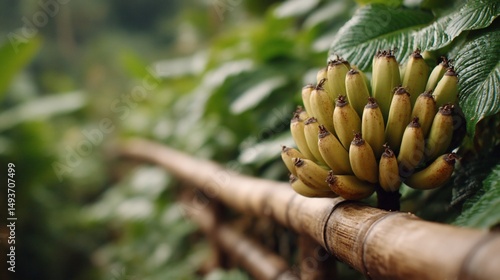 Wallpaper Mural Bunch of bananas on bamboo fence Torontodigital.ca