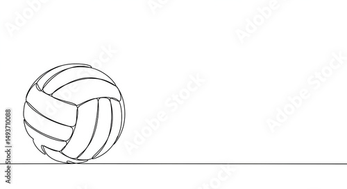 Volleyball Ball Outline Illustration on White Background