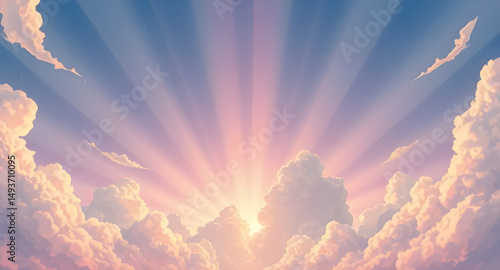 Clouds and sun, Sunny weather, Partly cloudy, Sun behind clouds, Cloudy sky, Sunshine illustration, Blue sky with clouds, Sun and clouds vector, Cartoon clouds and sun, Weather icon, Happy sun and clo