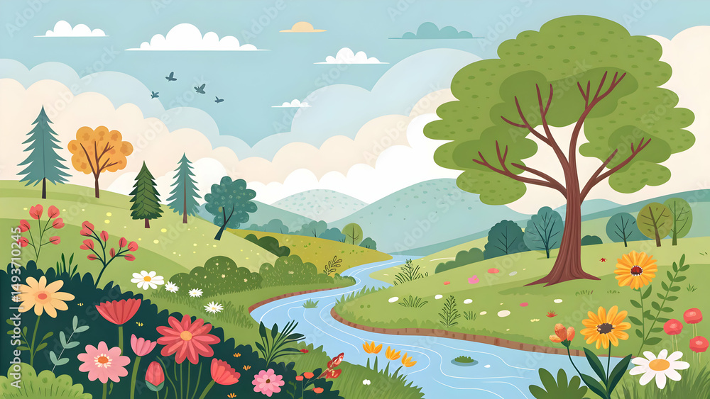 Fototapeta premium Landscape nature vector illustration 