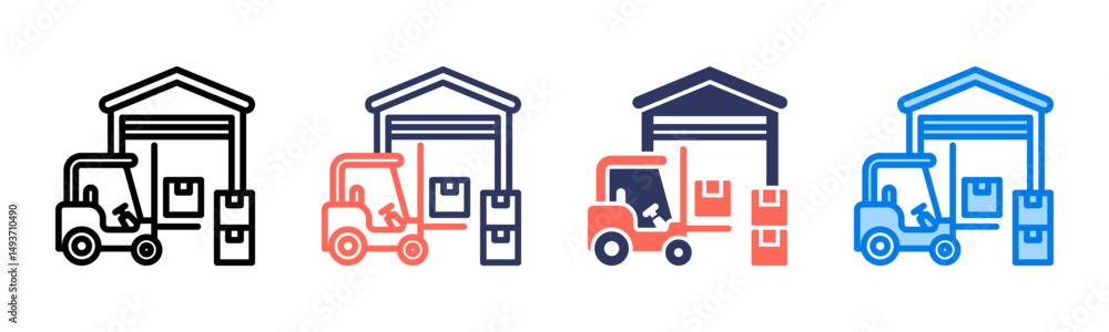 Naklejka premium Warehousing icon sheet multiple style collection