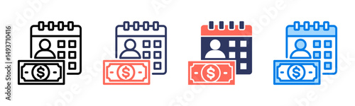 Payroll icon sheet multiple style collection