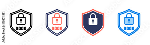 Security icon sheet multiple style collection