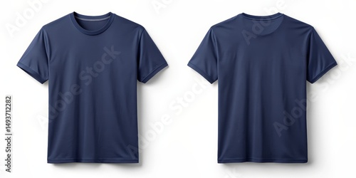 Front and Back View of Navy Blue T-Shirt Mockup, t shirt mockup , apparel design , blue shirt , tshirt design