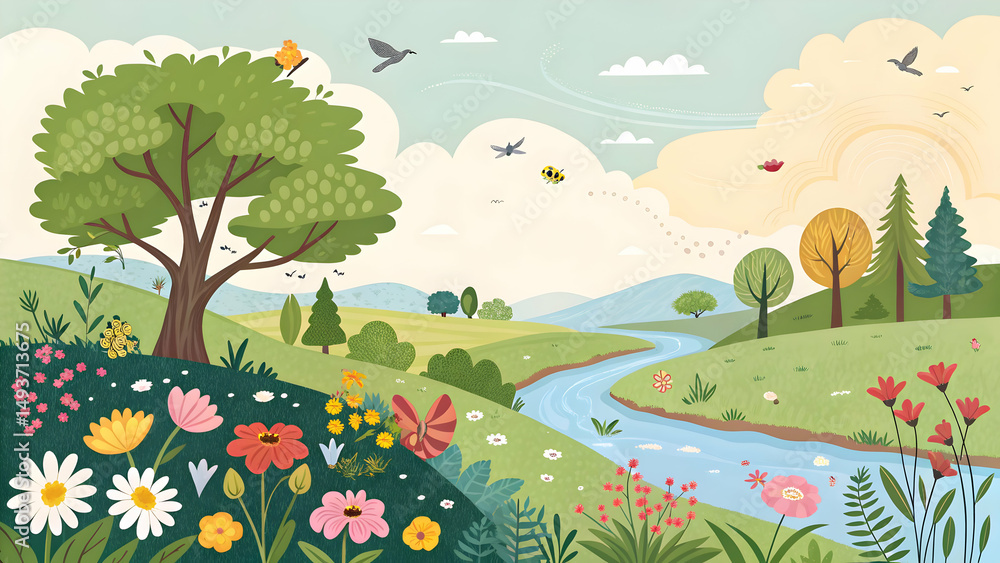 Fototapeta premium Landscape nature vector illustration 