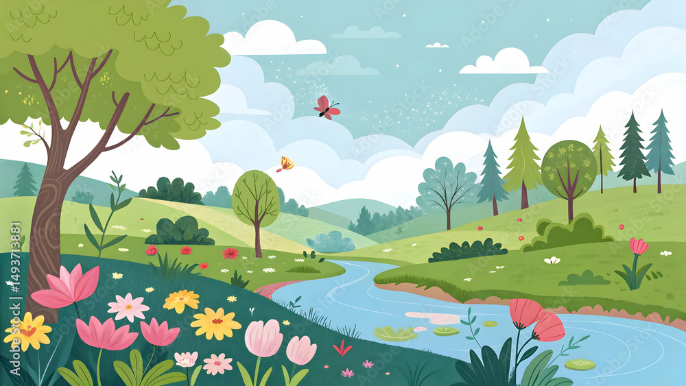 Fototapeta premium Landscape nature vector illustration 