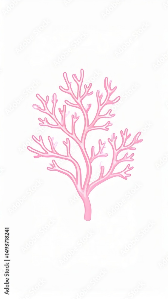 Delicate pink coral illustration on white background, perfect for design projects and backgrounds. Delicate pink coral illustration on white background, perfect for design projects and backgrounds.