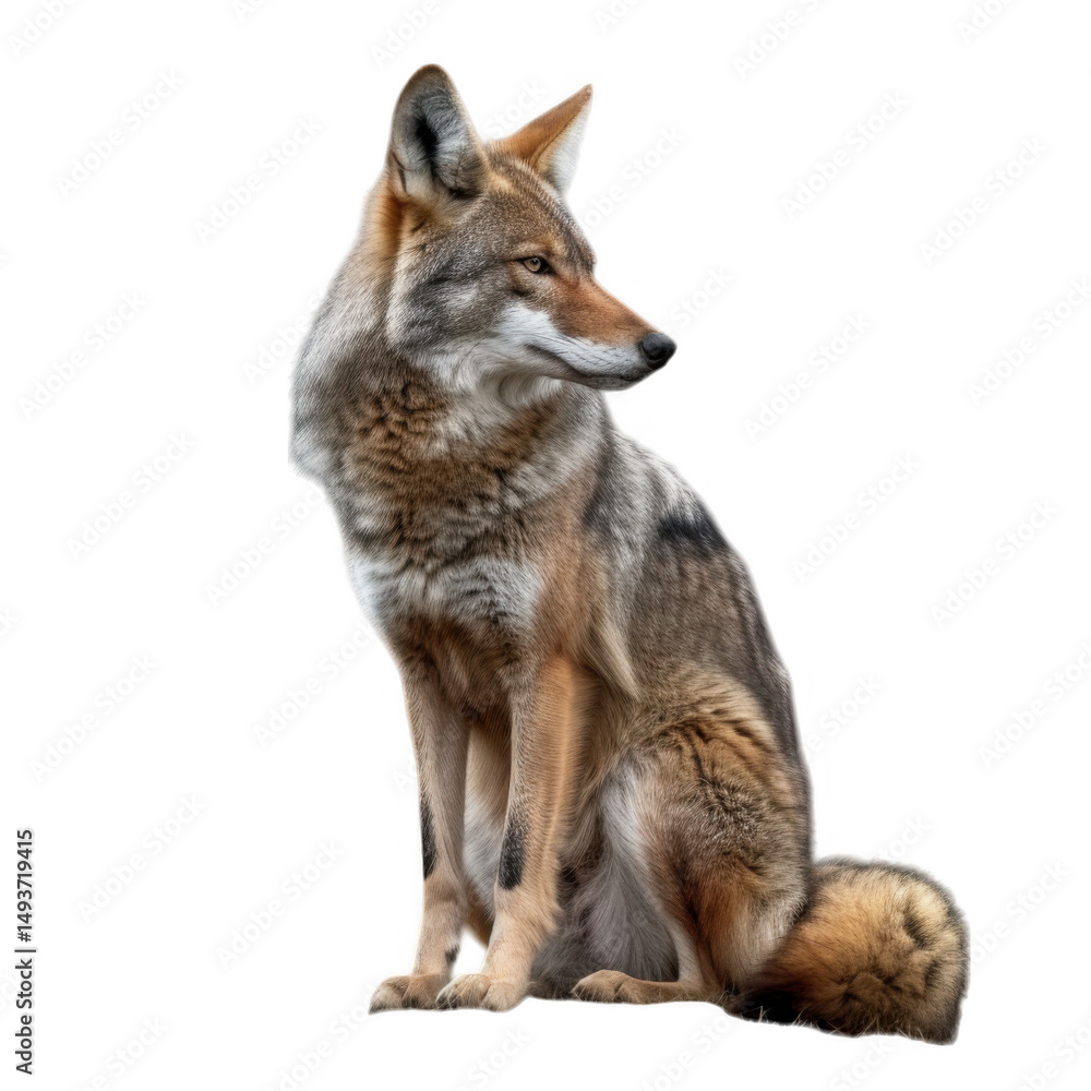 Fototapeta premium A coyote sitting on a black background