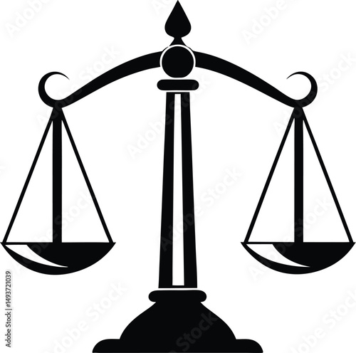 Justice scale silhouette, Justice scale icon, law balance symbol