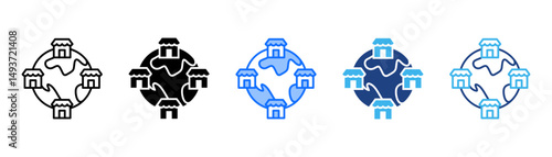Market Icon Set With Multiple Style Collection 