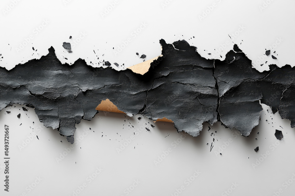 Obraz premium Realistic Black Torn Paper Edge With Organic Rough Texture