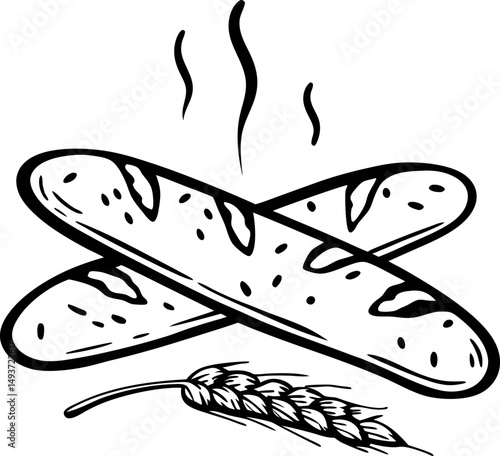 freshly baked baguettes illustration warm, steaming bread with wheat element rustic bakery concept