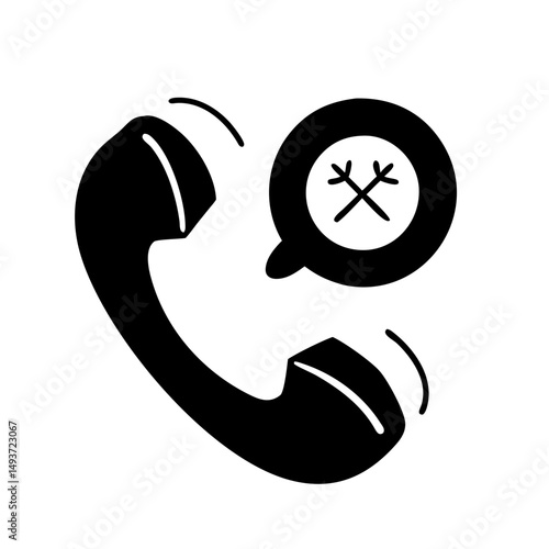 missed call icon, missed call silhouette vector illustration-simple silhouette illustration of missed call,missed call vector