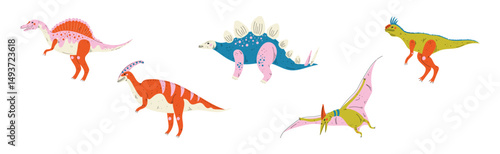 Dinosaur and Prehistoric Beast and Predator Vector Set