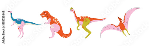 Dinosaur and Prehistoric Beast and Predator Vector Set