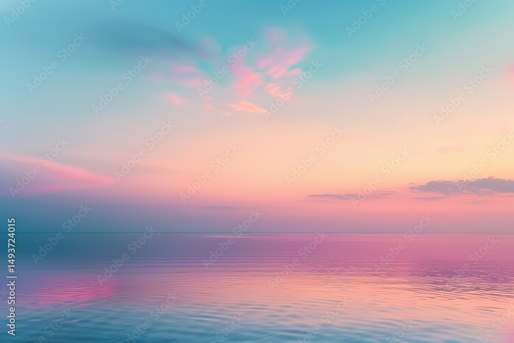 Fototapeta premium Pink Sunset over Water: Serene Sky and Reflections Creating a Peaceful Atmosphere