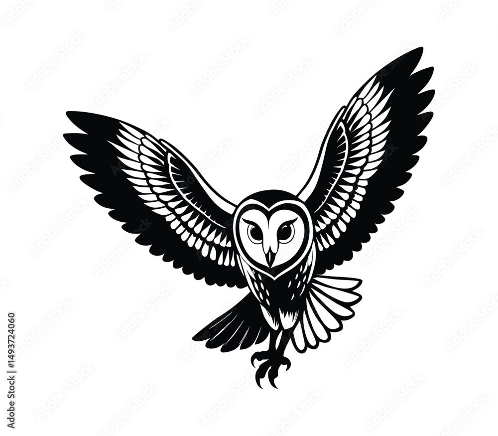 Fototapeta premium Majestic Barn Owl in Flight, vector