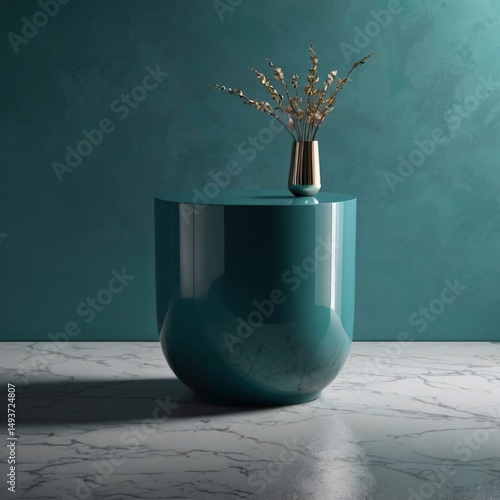 Minimalist Product Display with Elegant Pedestal and Abstract Geometric Object in Studio Setting