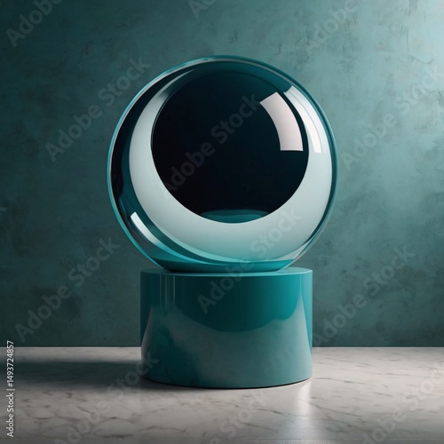 Minimalist Product Display with Elegant Pedestal and Abstract Geometric Object in Studio Setting