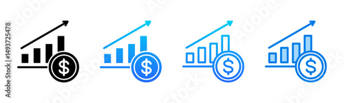 Revenue icon sheet multiple style collection