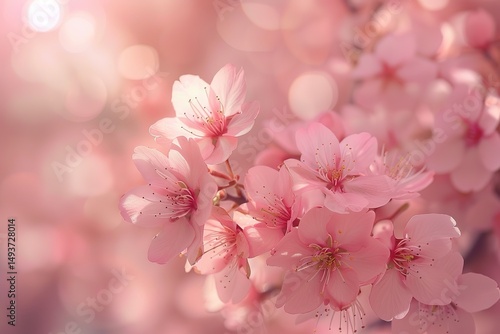 Soft pink cherry blossoms in full bloom create a dreamy romantic spring scene