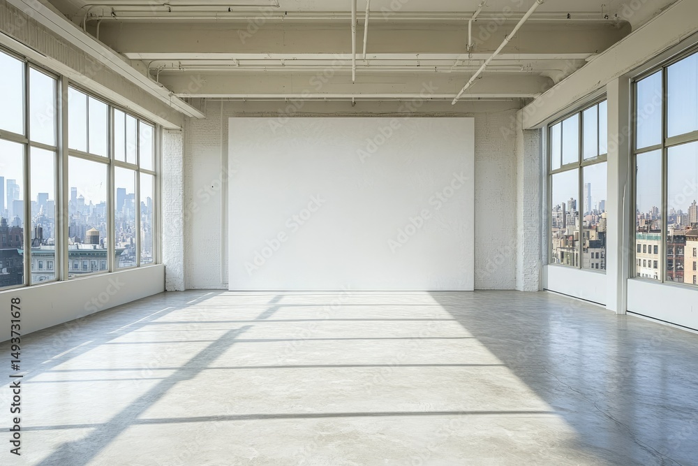 Obraz premium Empty loft space with city views