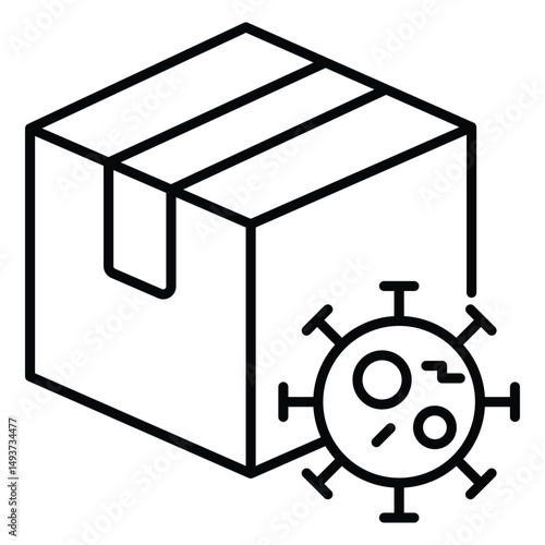 Contaminated Box Vector Icon for Shipping Alert