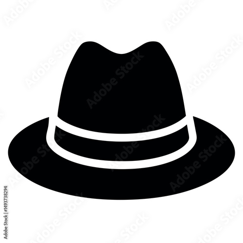 black hat vector illustration of Silhouette icon on white background