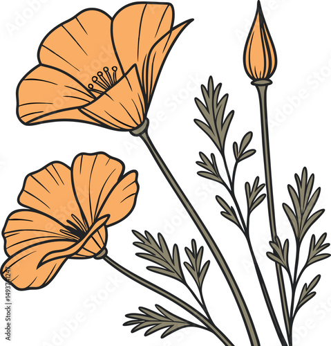 A California flower clipart vector design awesome.