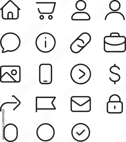 Minimalist Icon Artboard – 20 Unique Website Icons. 