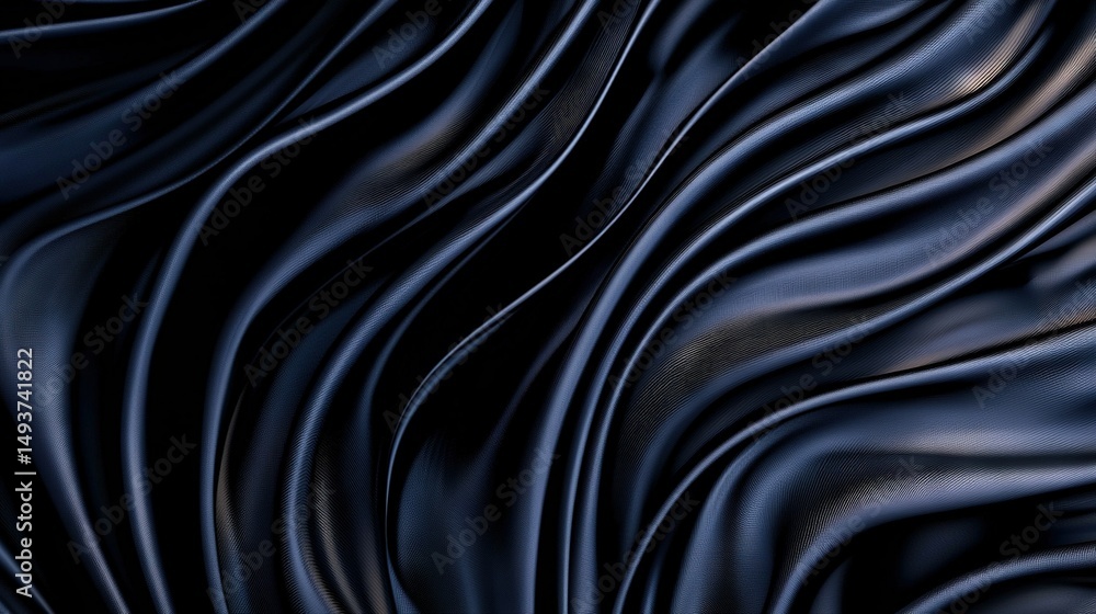 Obraz premium Black background with wavy lines, black background with black overlay, black background with black texture, black background with black gradient