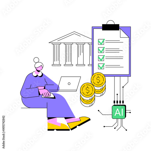 AI-Streamlined Retirement Planning abstract concept vector illustration.