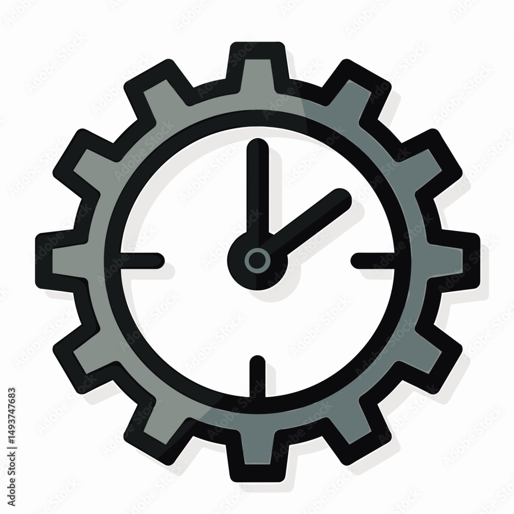 Clock Inside Gear Wheel Illustration Representing Time Management and Productivity, Effective Scheduling and Workflow Optimization Clock Inside Gear Wheel Illustration Representing Time Management and Productivity, Effective Scheduling and Workflow Optimization