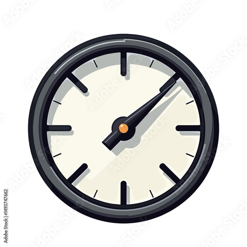 Vector Illustration of a Simple Gauge Meter with Black Frame and White Face Indicating Pressure or Measurement