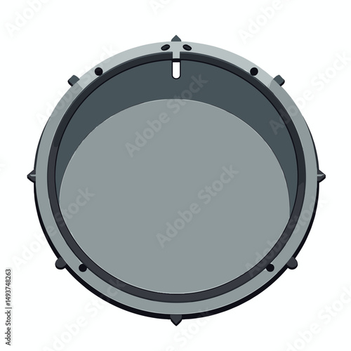 Wallpaper Mural Isolated Gray Metal Circular Frame, Round Border with Rivets, Industrial Design Element Torontodigital.ca